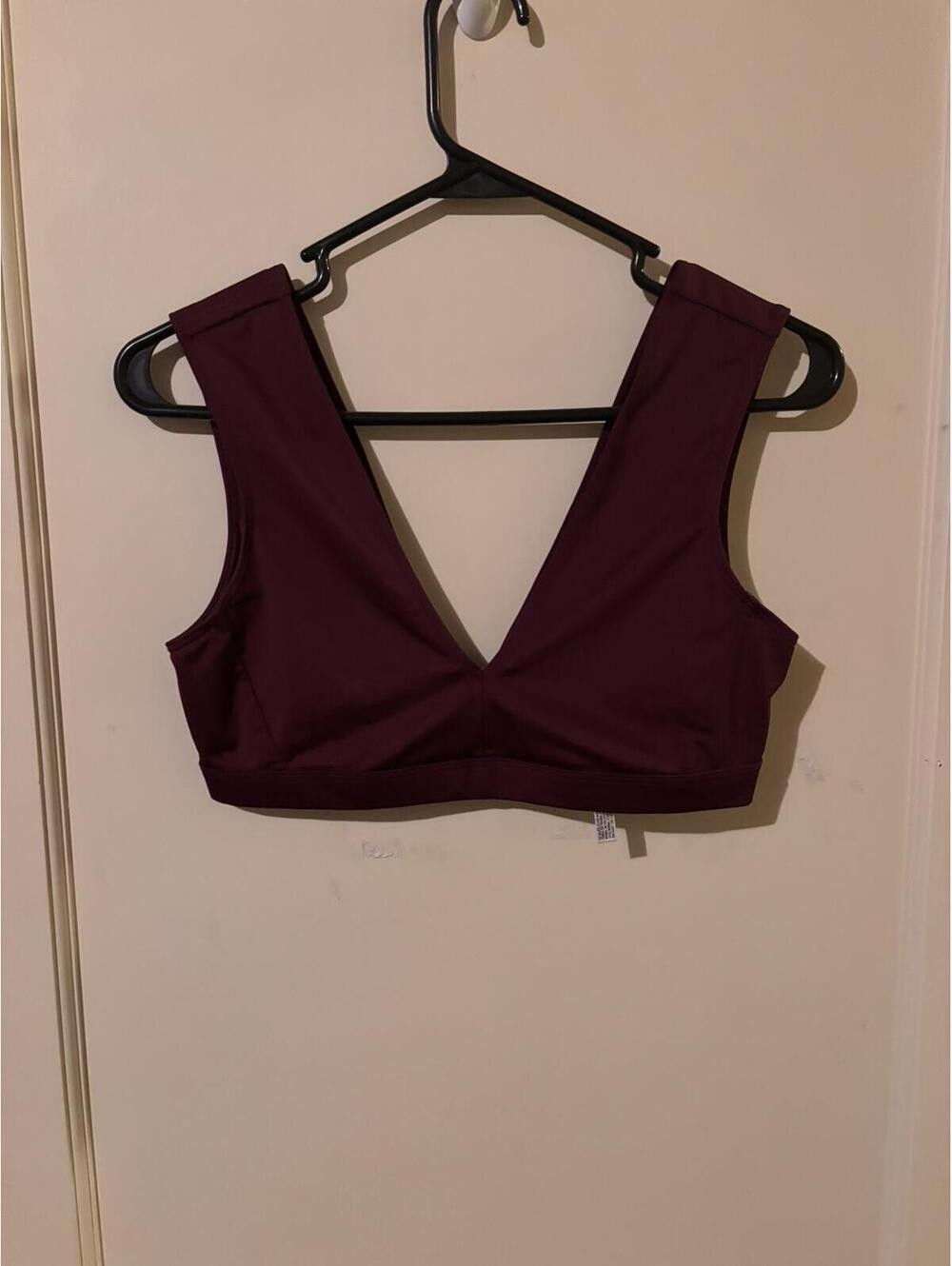 VS Sport Burgundy V-Neck Sports Bra